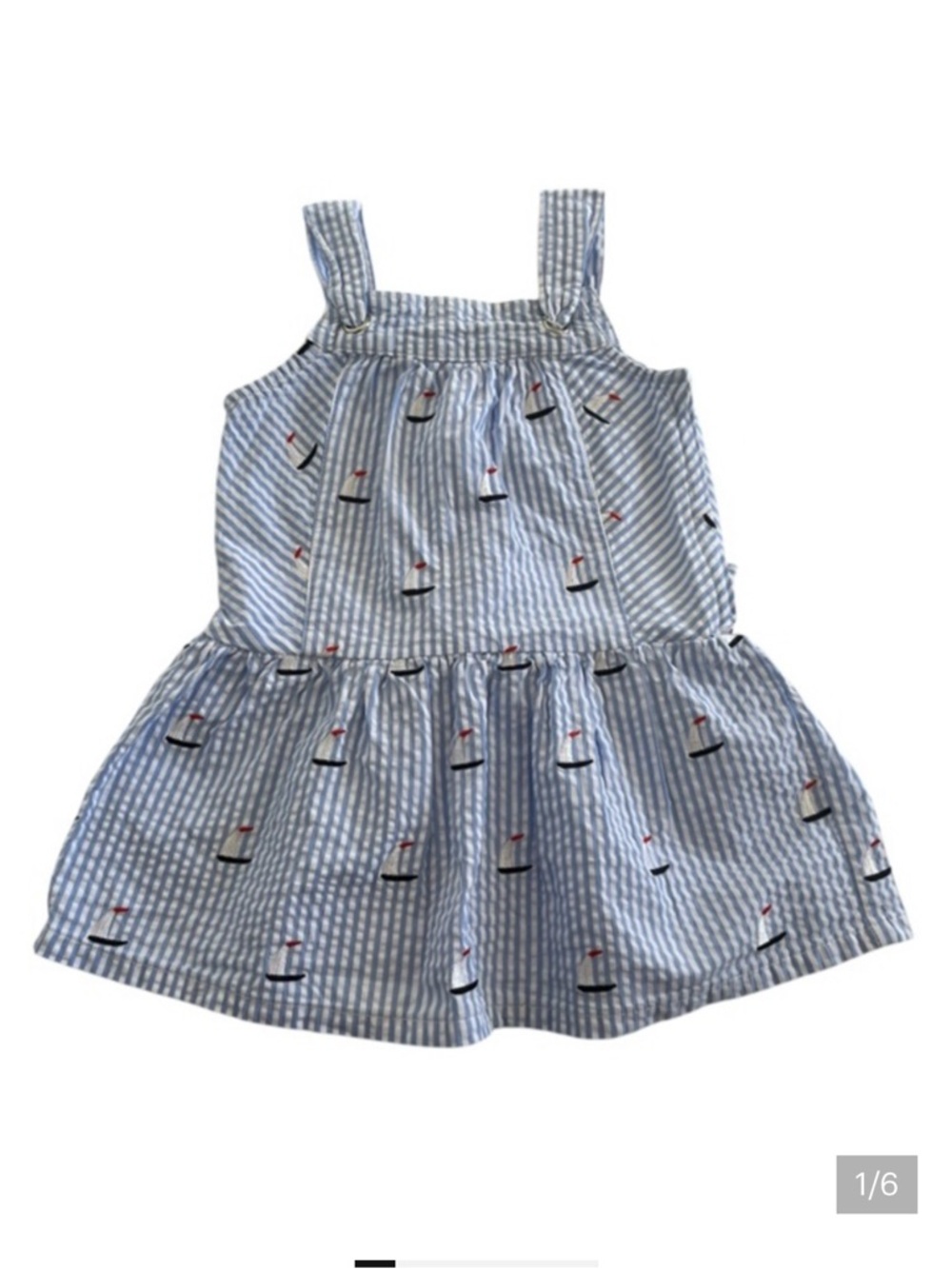 Nautical Sailboat Patterned Blue Kids Dress